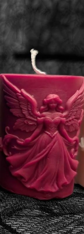 Handcrafted Angel Candle (1) Purple (Lavender)
