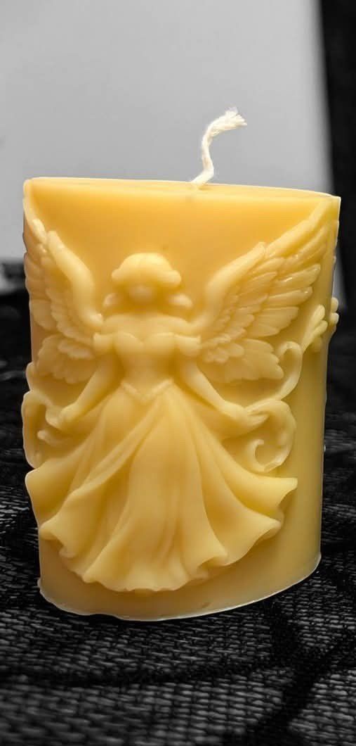 Handcrafted Angel Candle (1) Yellow (Vanilla)