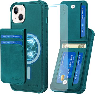 MONASAY Magwallet Case for Apple iPhone 14 Plus,[Glass Screen Protector][Support