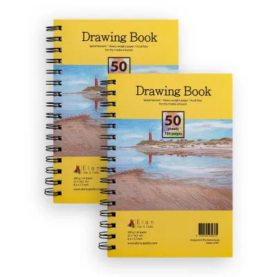 Elan Drawing Book A5 (2 x 2 Pack), 100 Sheets 200gsm