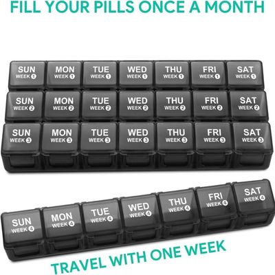 Monthly Pill Organizer 28 Days Pill Box Organized by Week,One Month 4 Weeks Pill