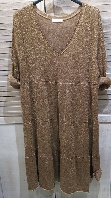 Robe petite maille légère Bronze/dorée