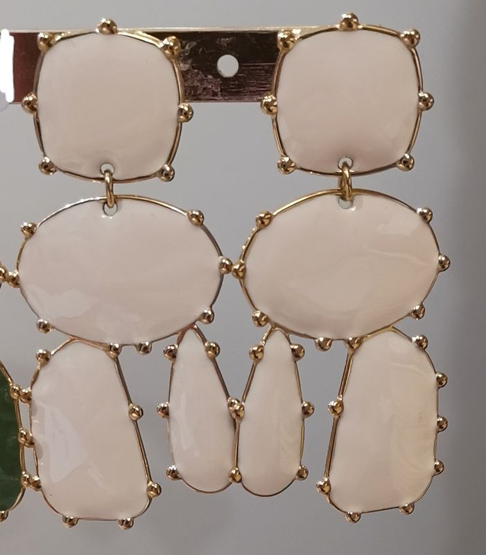 Boucles d&#39;oreilles en acier inoxydable, cactus beige et dorées