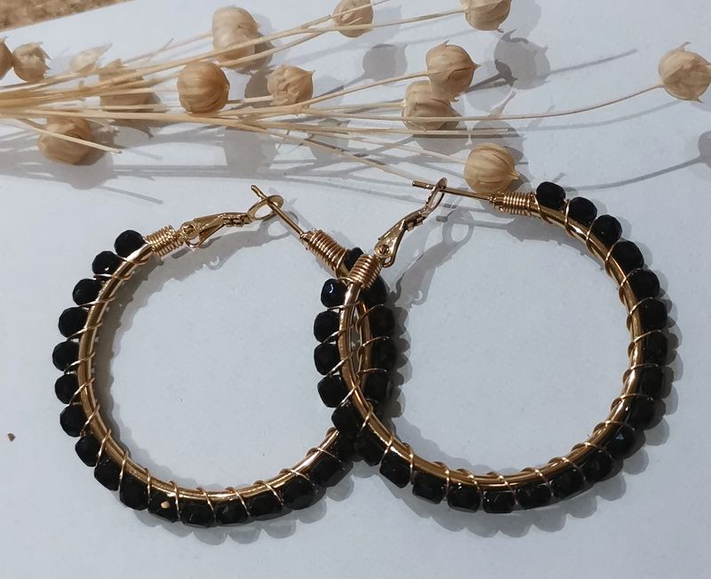 Boucles d&#39;oreilles en acier inoxydable, en perles noires
