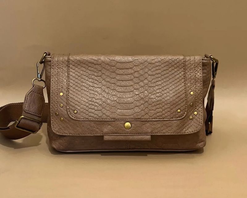 Sac bandoulière taupe avec rabat