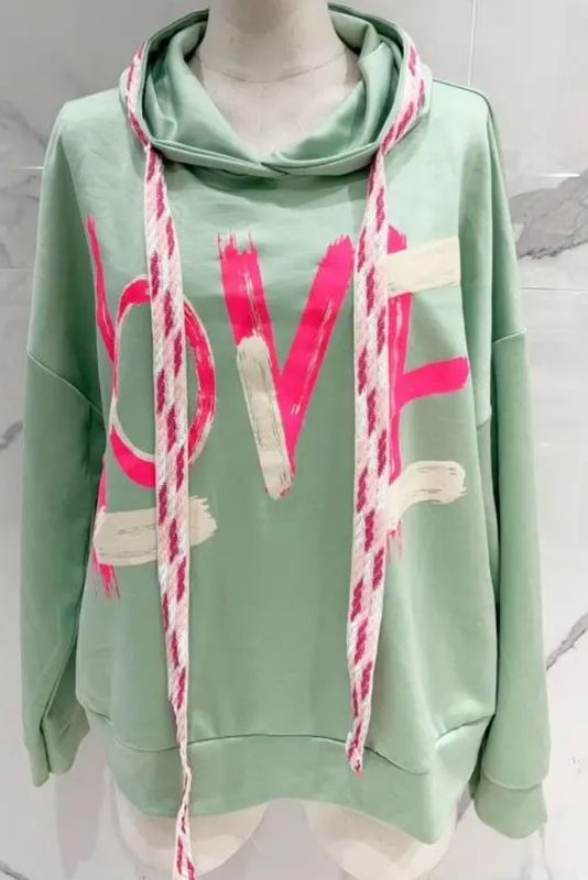 Sweat à capuche vert LOVE