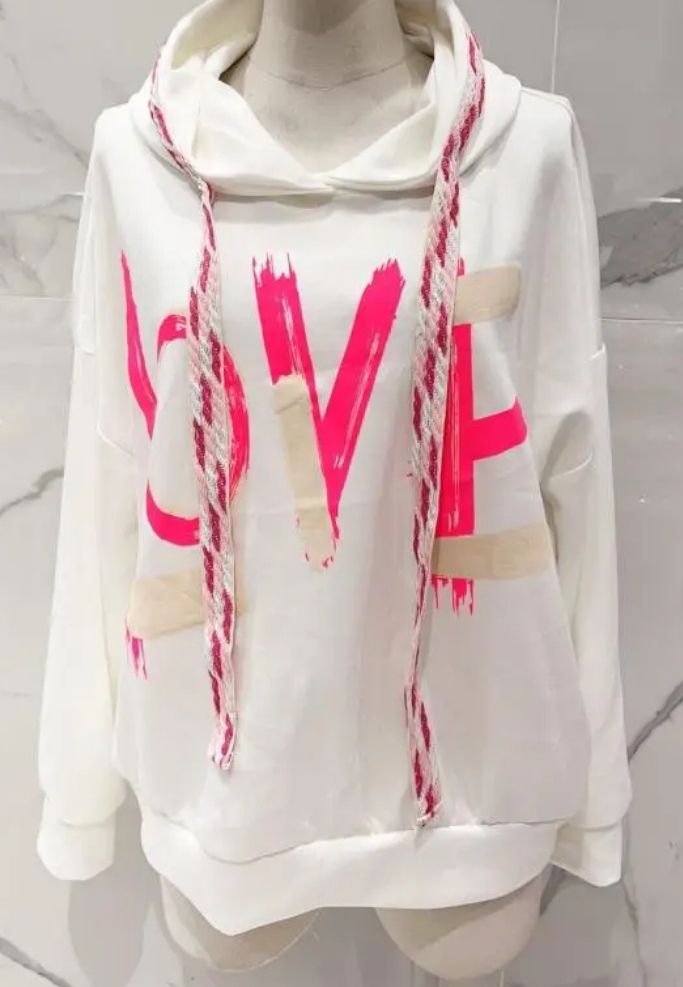 Sweat à capuche blanc LOVE