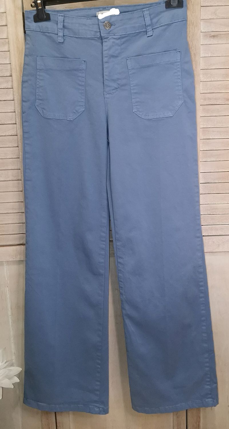 Pantalon bleu, chino large