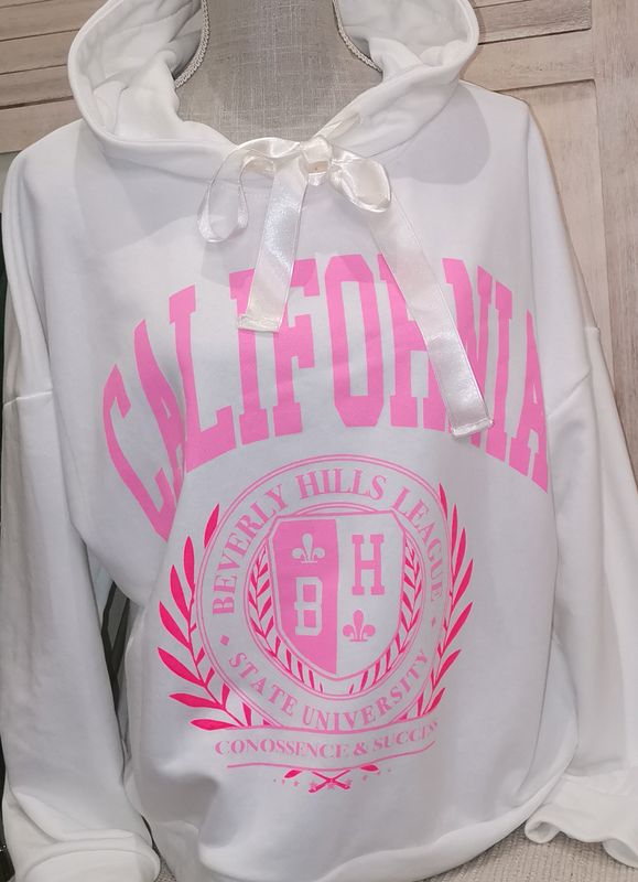 Sweat  blanc à capuche &quot;CALIFORNIA&quot;