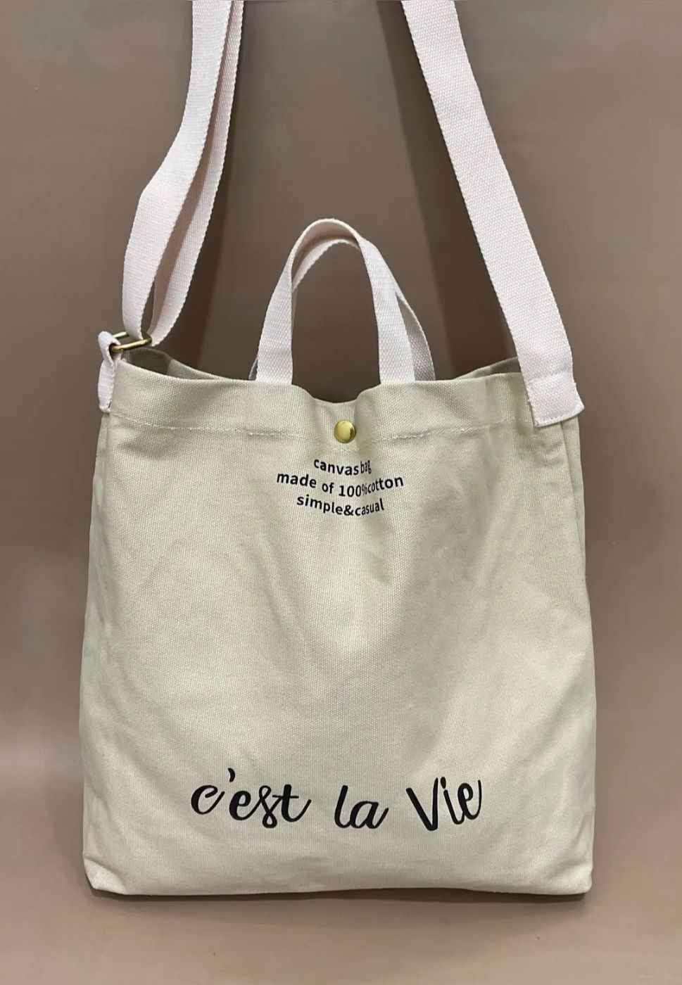 Sac crème en toile &quot;C&#39;est la vie&quot;