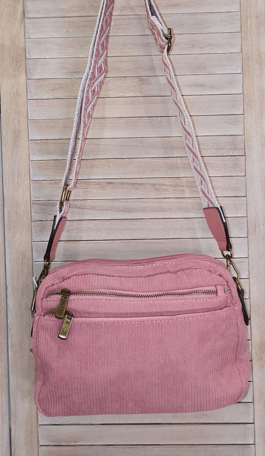 Sac bandoulière beige en velours