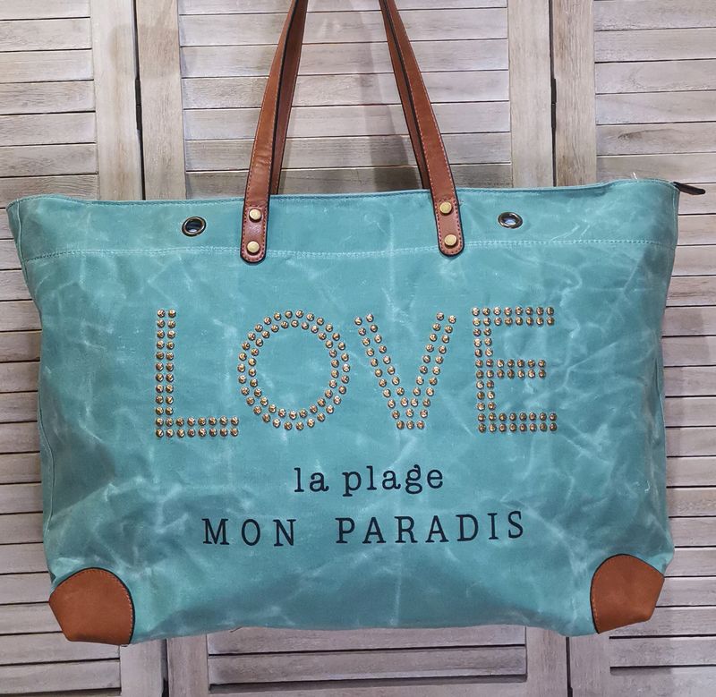 Sac &quot;LOVE&quot; turquoise marbré