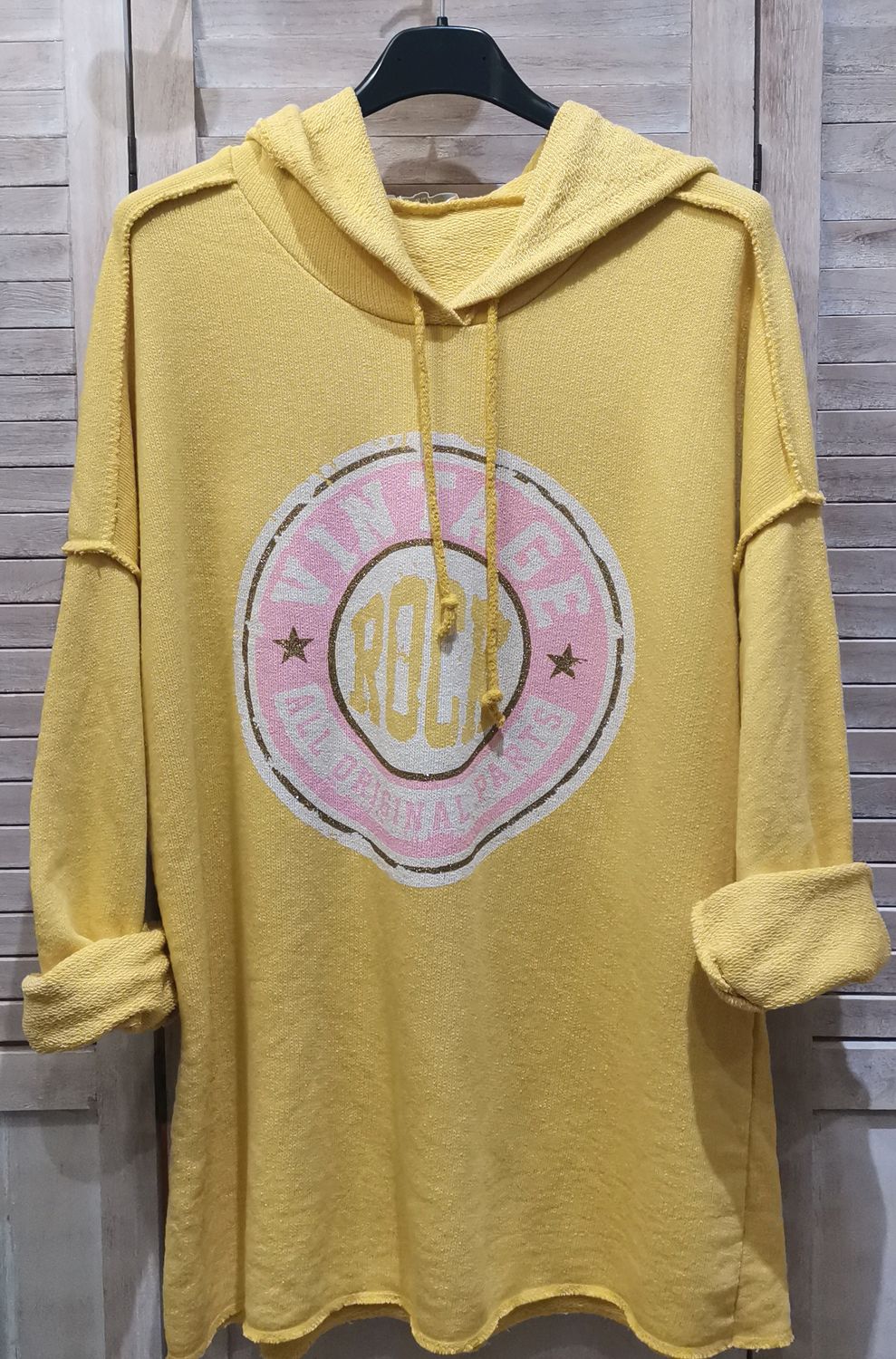 Sweat à capuche jaune &quot;Rock&quot;