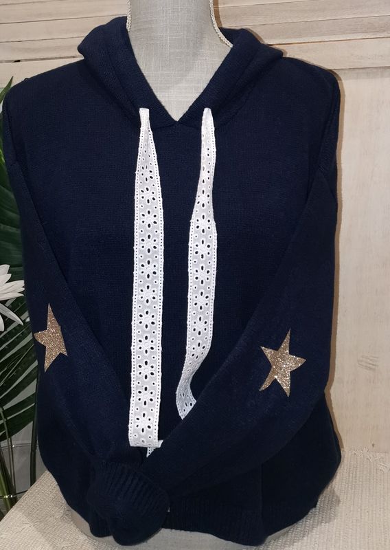 Pull à capuche bleu marine