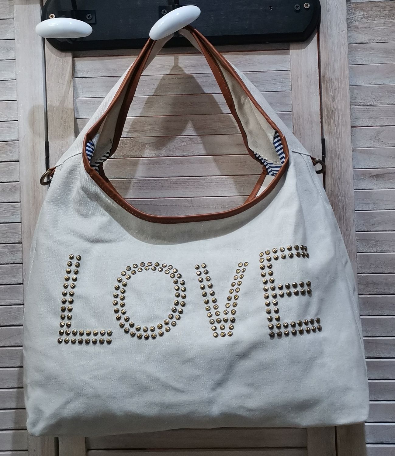 Sac beige &quot;LOVE&quot;