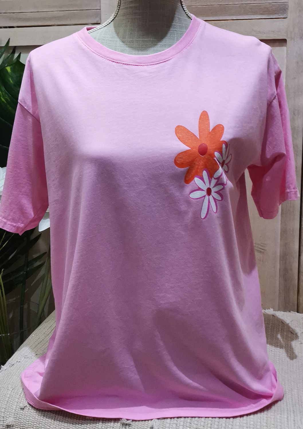 T-shirt rose &quot; Marguerites  &quot;