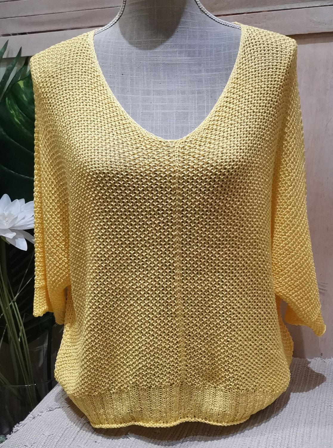 Pull mailles jaune
