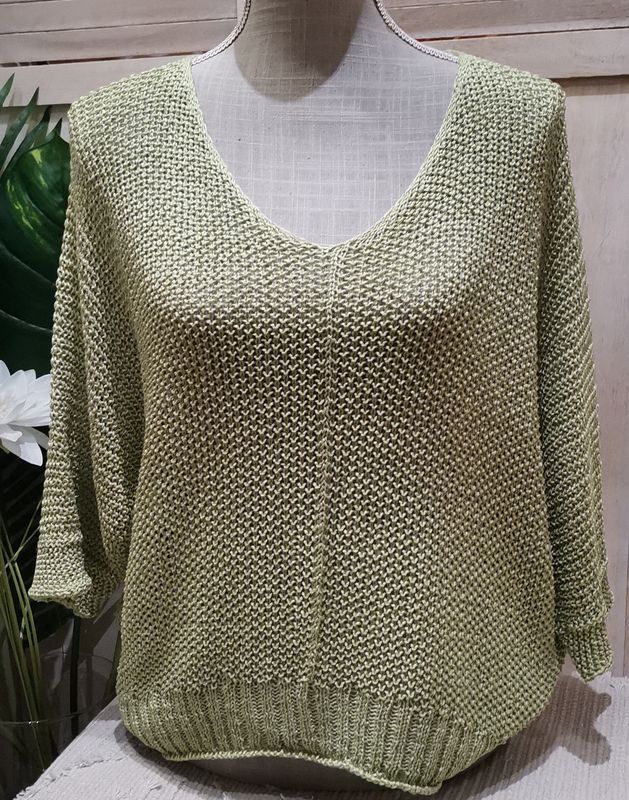 Pull mailles kaki clair