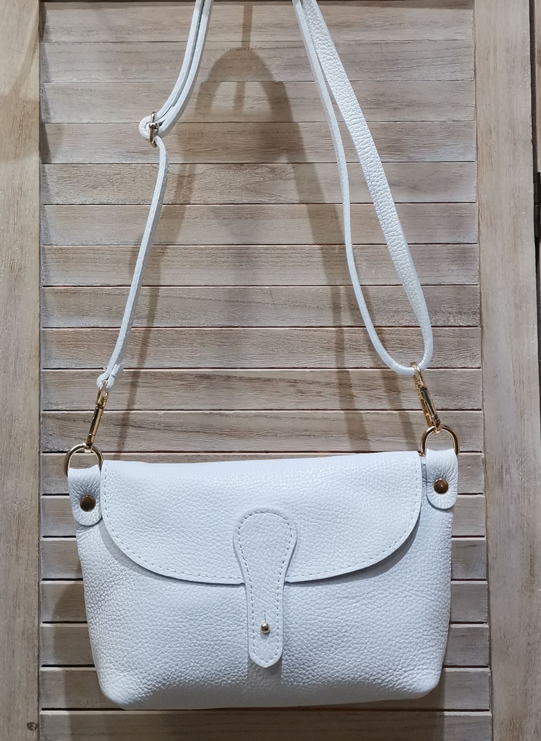 Petit Sac bandoulière en cuir blanc