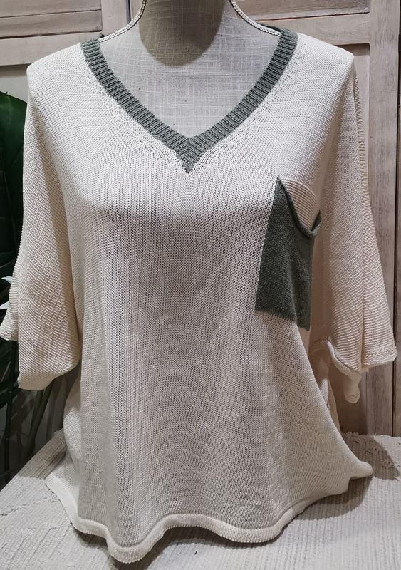 Pull beige et kaki