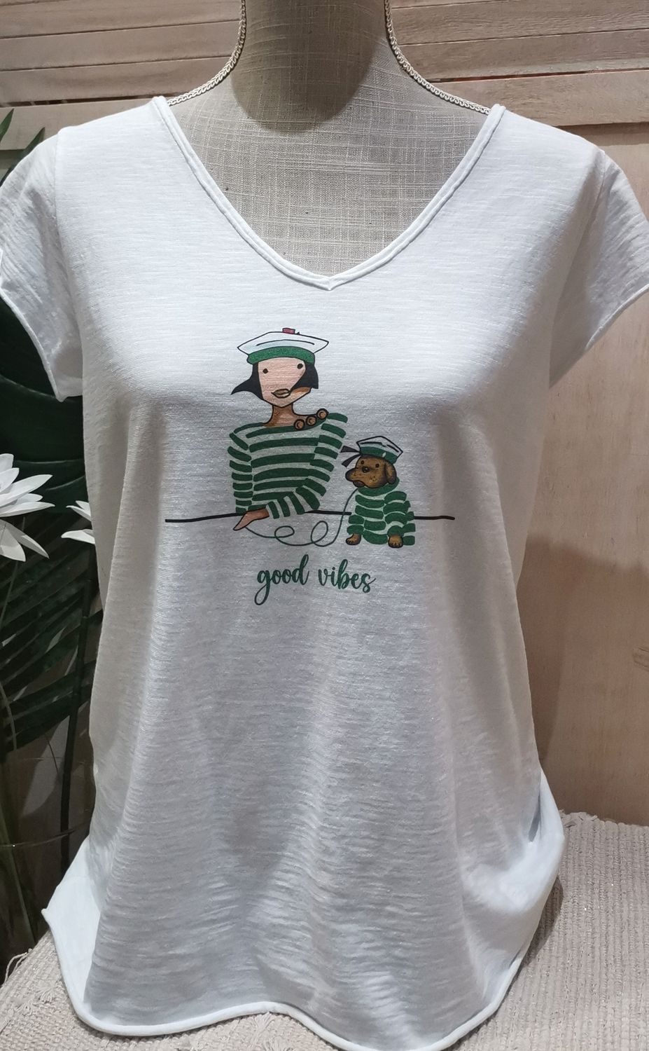 T-shirt blanc &quot; good vibes &quot;