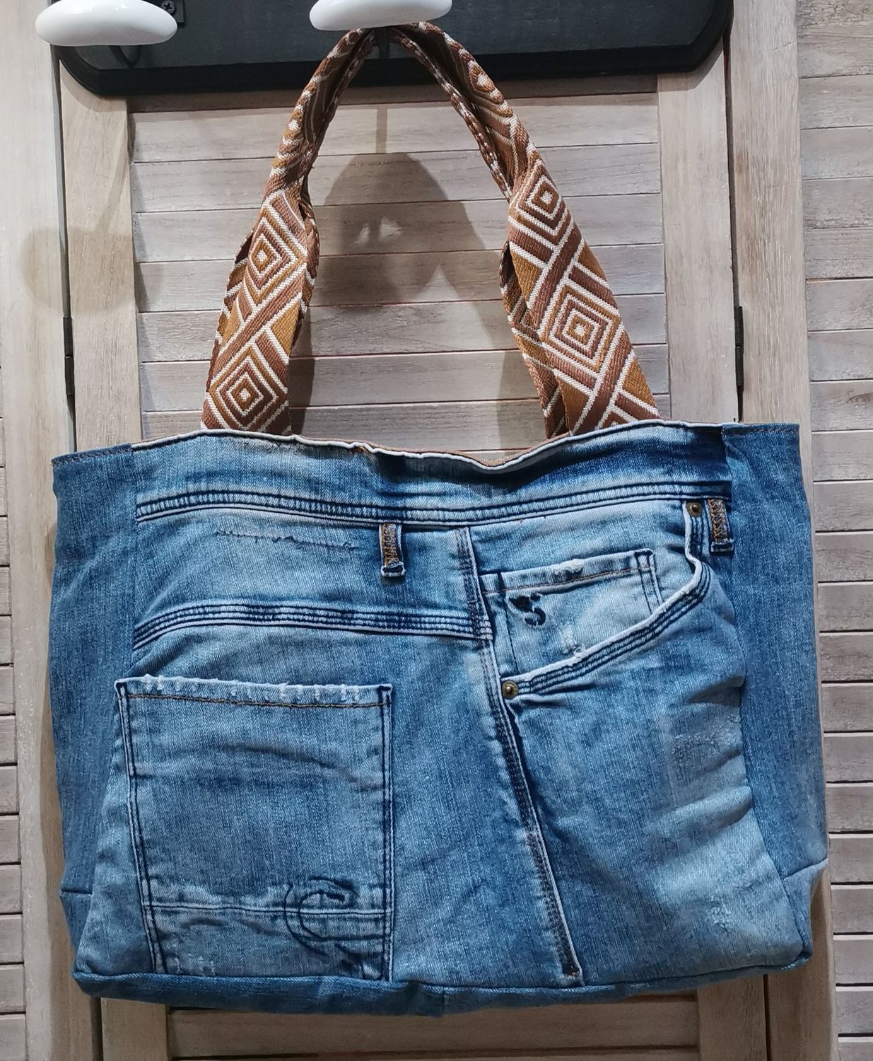 Sac  en jeans recyclé et cuir