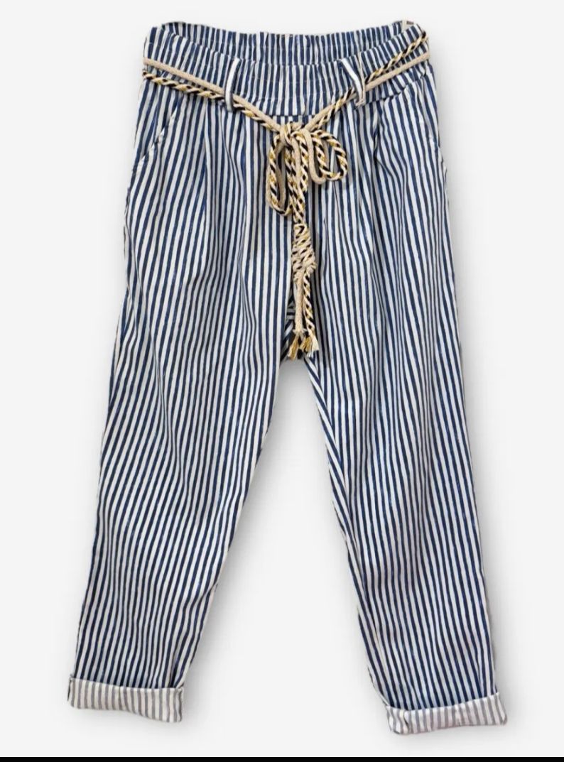 Pantalon à rayures marine et blanche