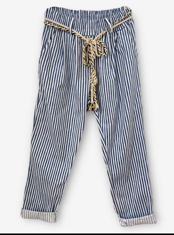 Pantalon à rayures marine et blanche