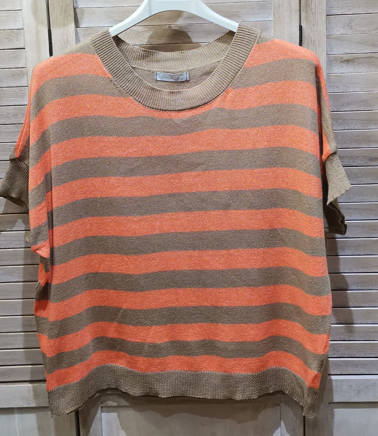 Pull à rayures camel et orange