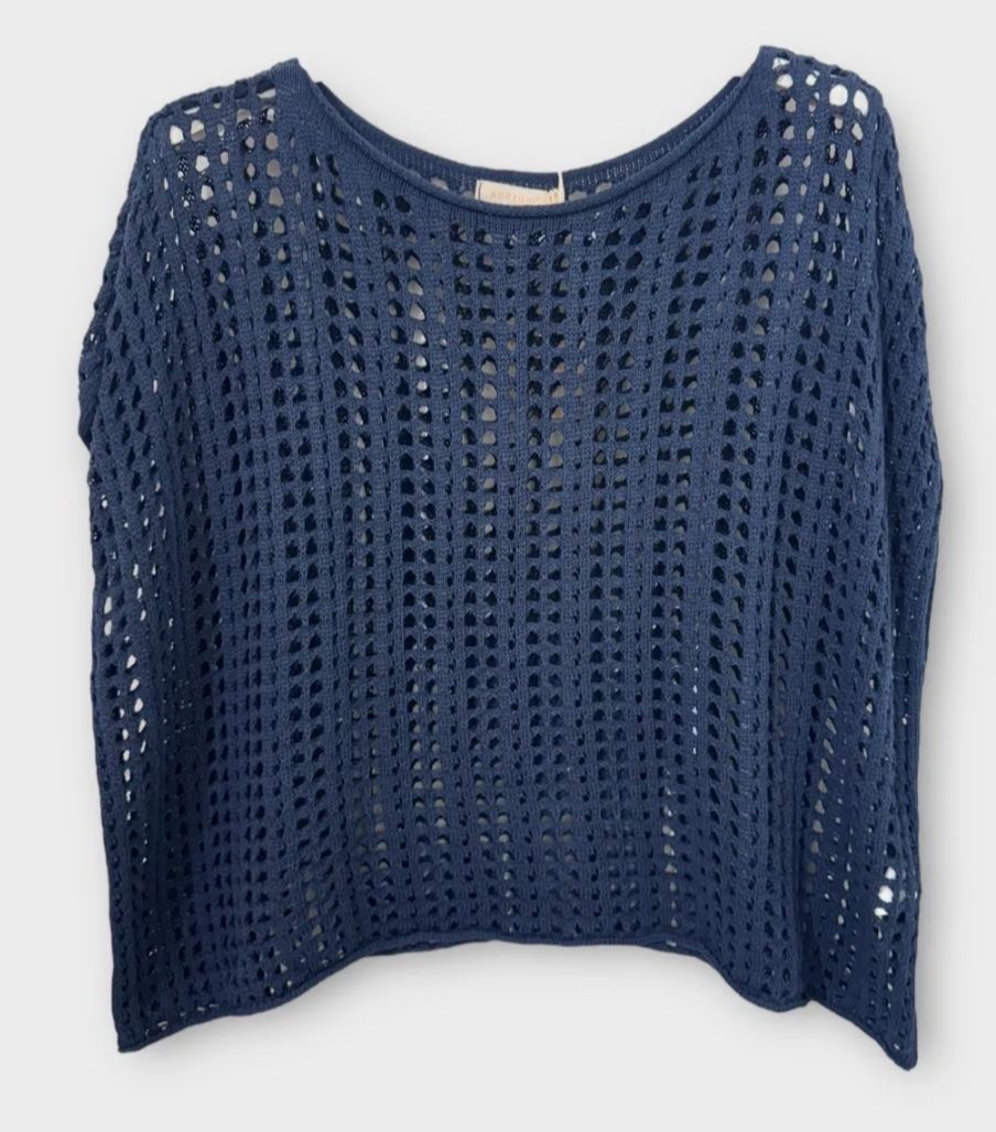 Pull  léger en mailles bleu marine