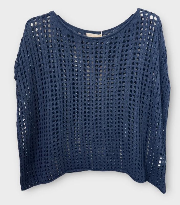 Pull  léger en mailles bleu marine