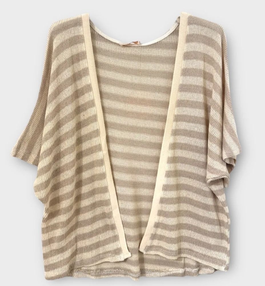 Gilet à rayures beige et camel