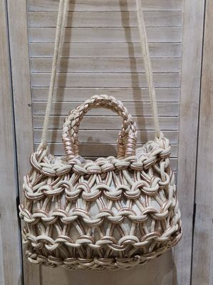 Joli sac en corde crème  et bronze