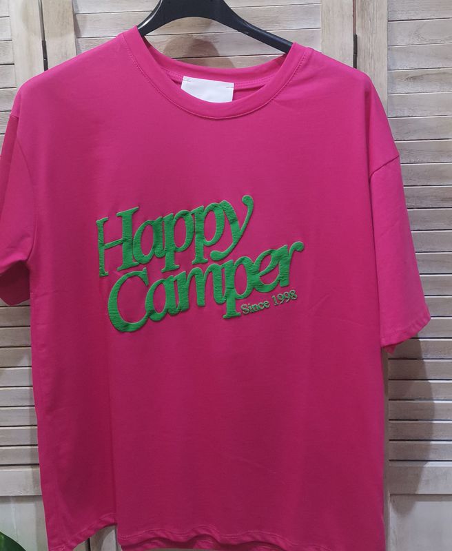T-shirt fuschia Happy camper