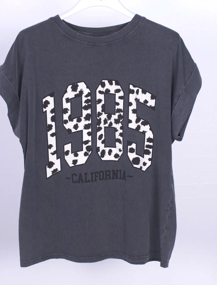 T-shirt beige gris foncé 1985