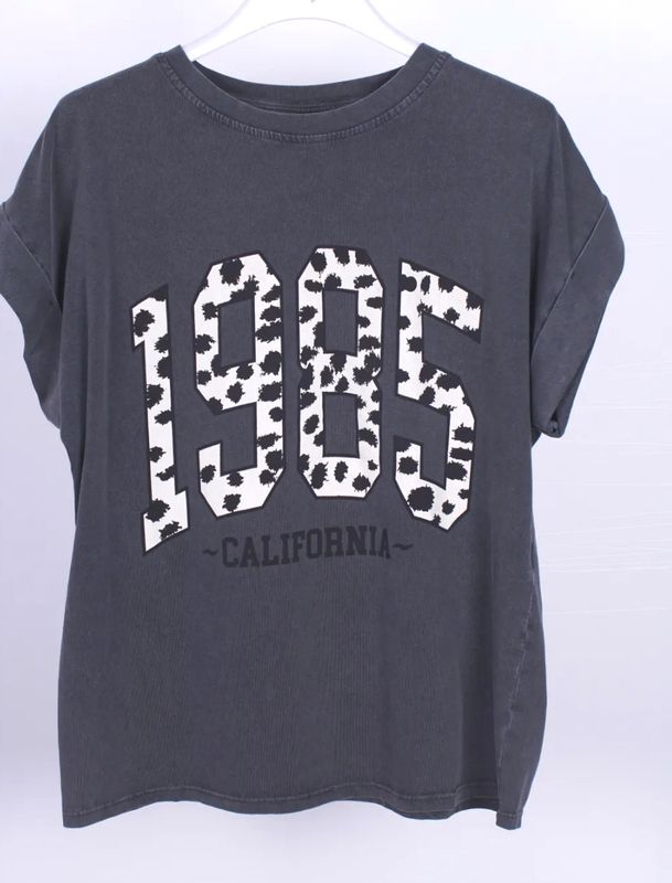 T-shirt beige gris foncé 1985