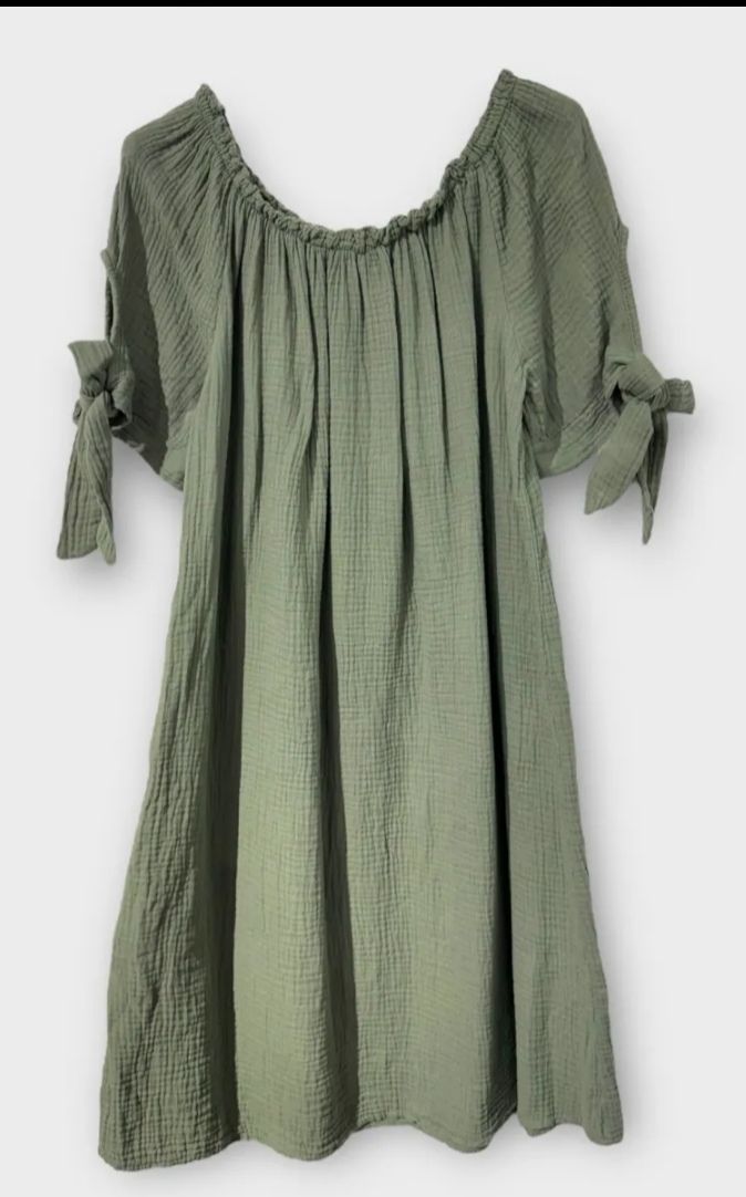 Robe kaki en gaze de coton