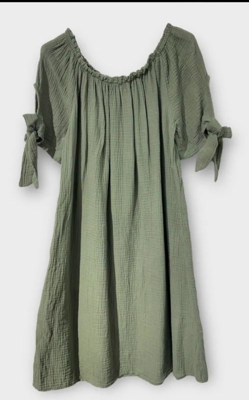 Robe kaki en gaze de coton