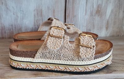 Sandales/nu-pieds dentelle plateau