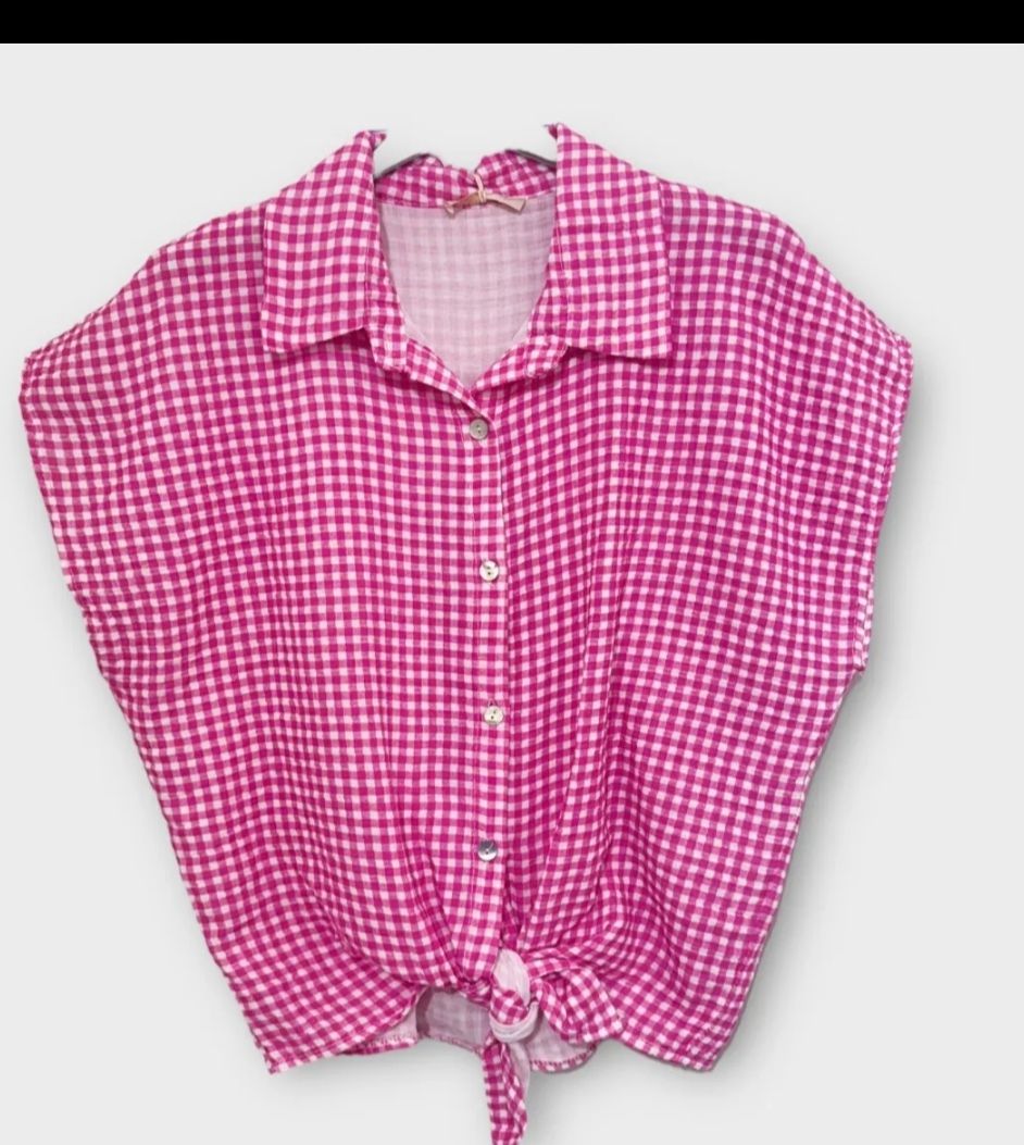 Top vichy rose ,en gaz de coton