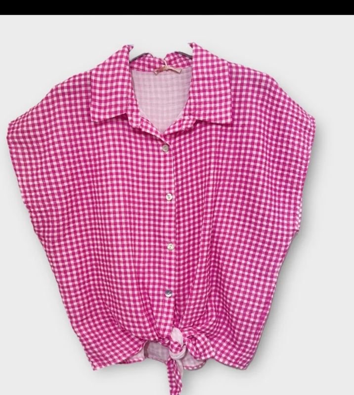 Top vichy rose ,en gaz de coton