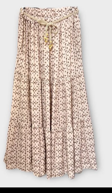 Jupe longue beige à  motifs camel