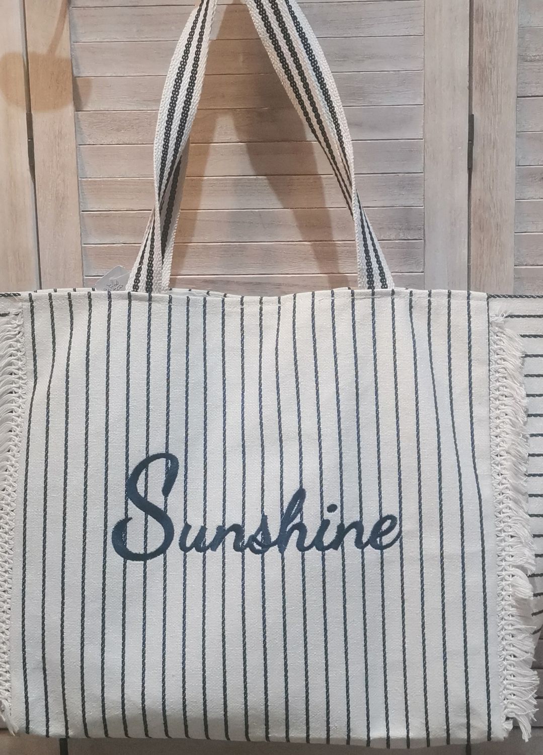 Sac cabas Sunshine beige et bleu marine