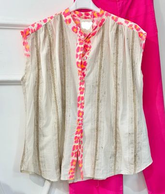 Chemise écru/rose