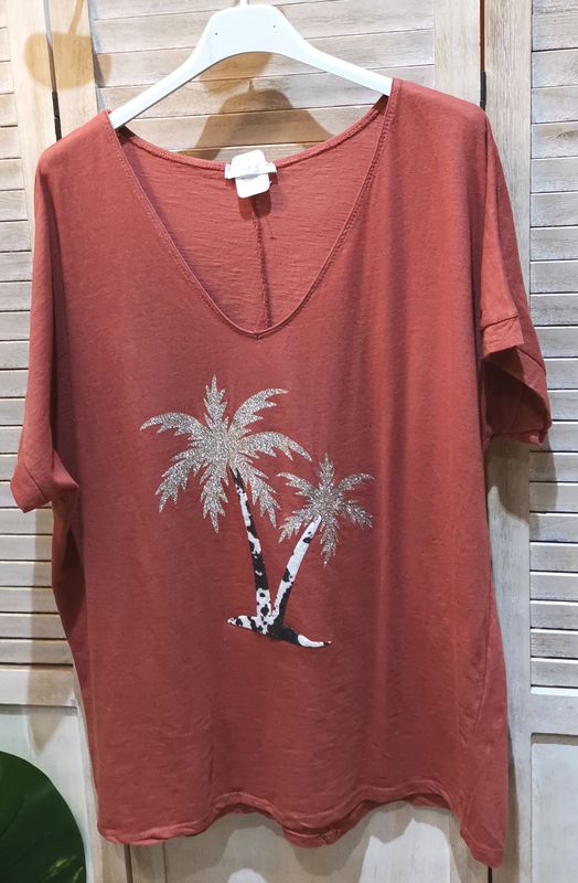 T-shirt rouille palmiers