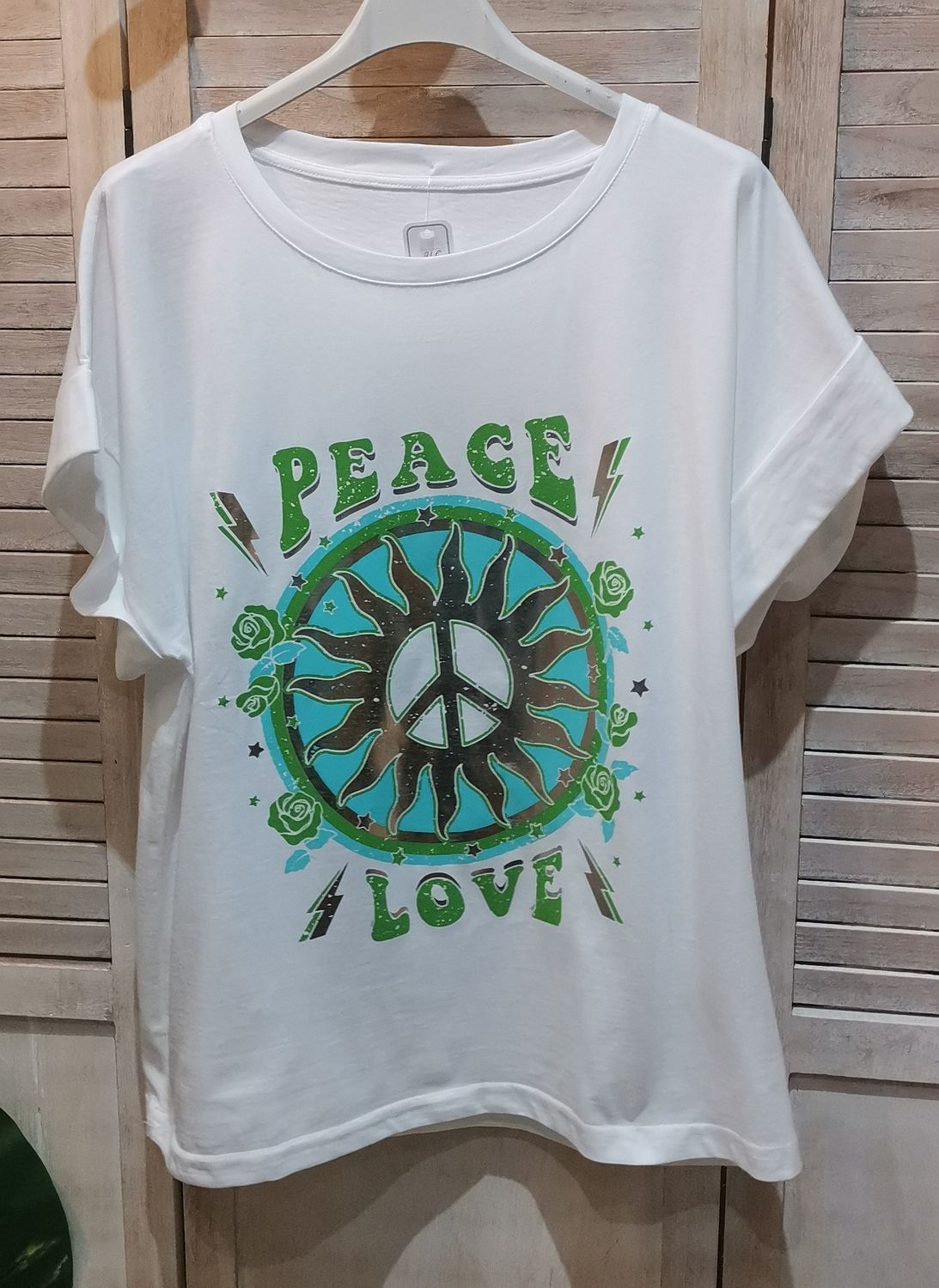 T-shirt blanc Peace and love