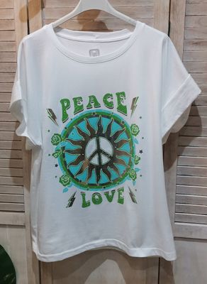 T-shirt blanc Peace and love