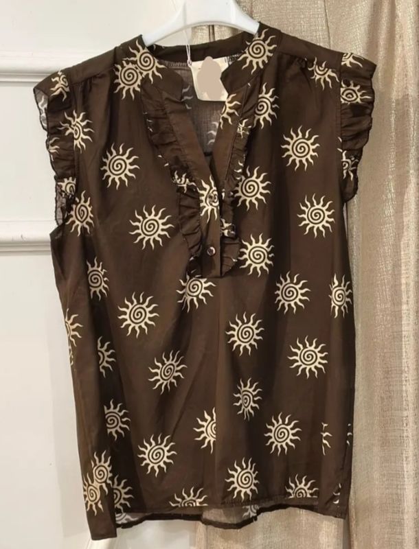 Chemise chocolat et des soleils beige