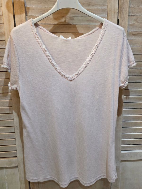 T-shirt rose pâle marbré