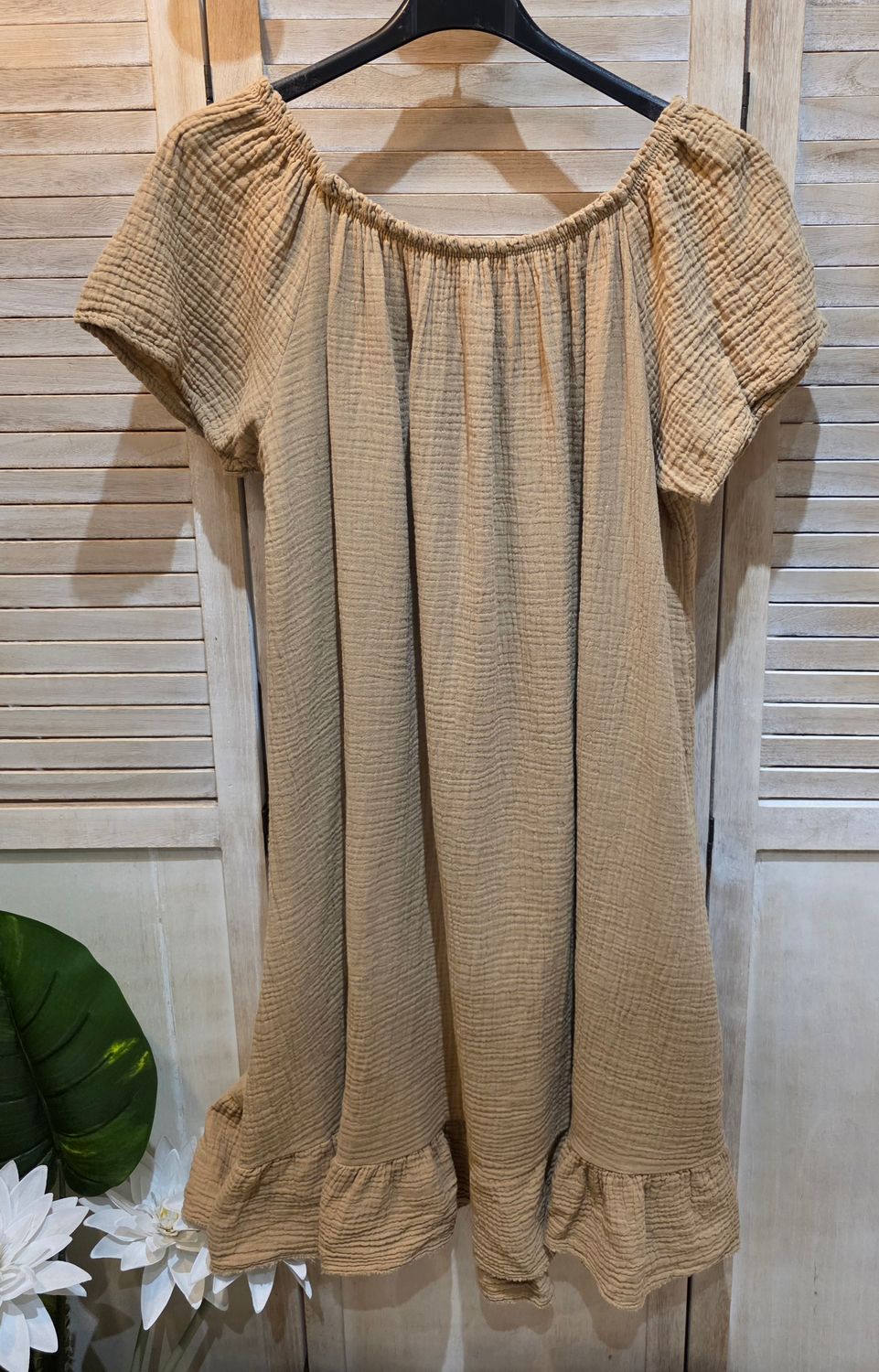 Robe en gaze de coton camel